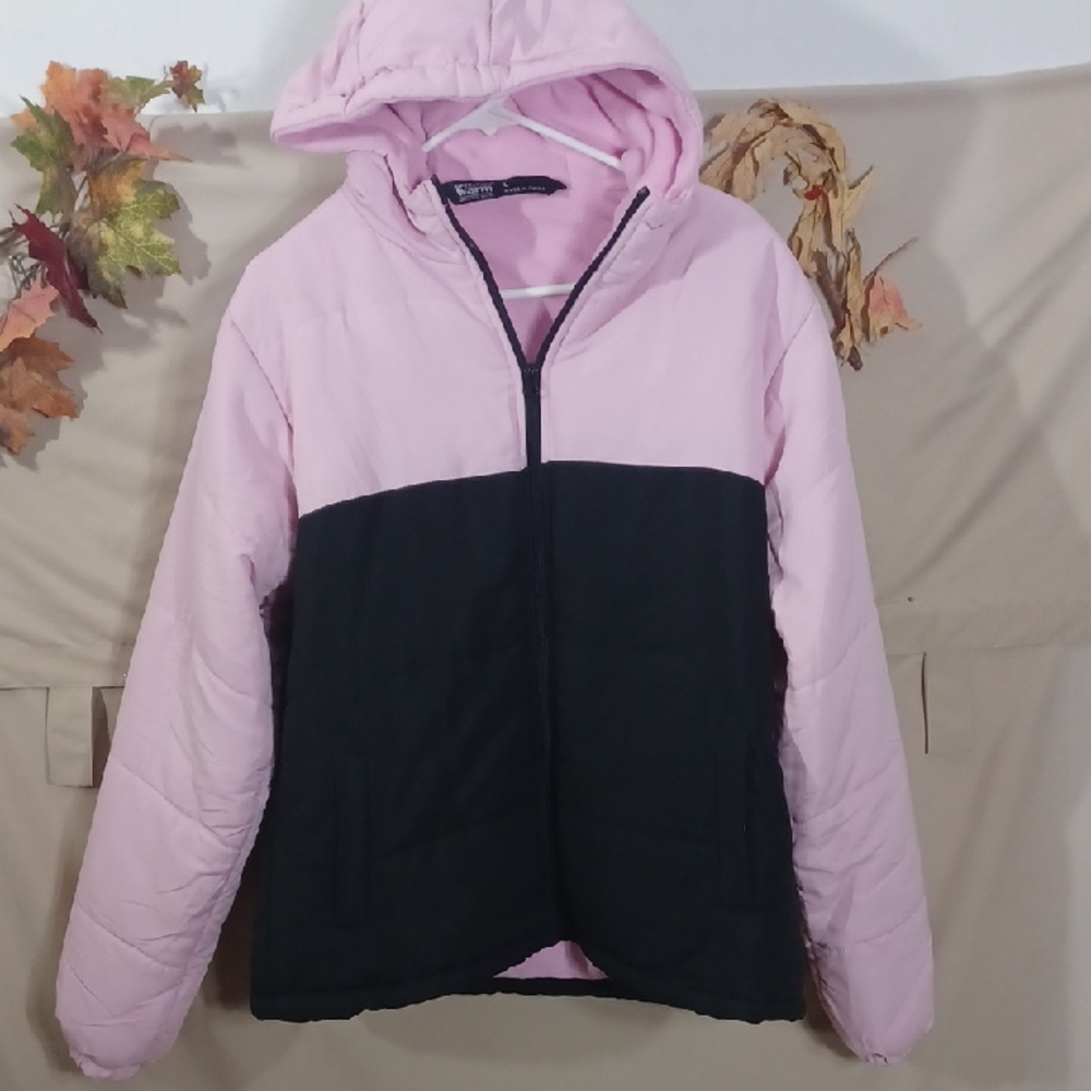 Operation Warm Pink and Black Puffer Jacket Size Large